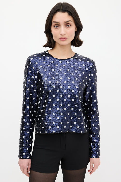 Baum Und Pferdgarten Navy & White Sequin Polka Dot  Top