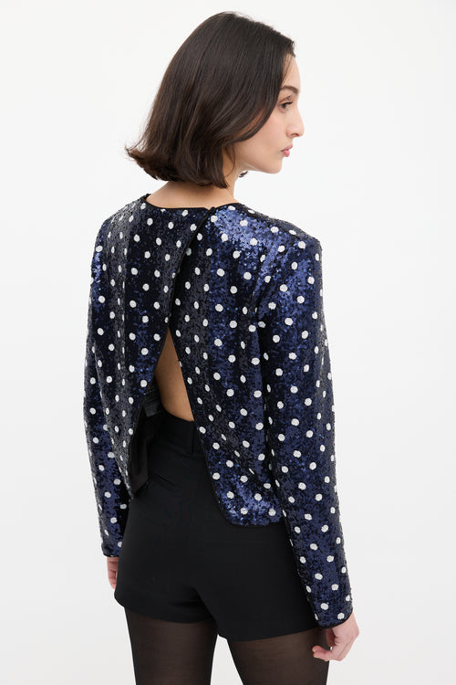 Baum Und Pferdgarten Navy & White Sequin Polka Dot  Top