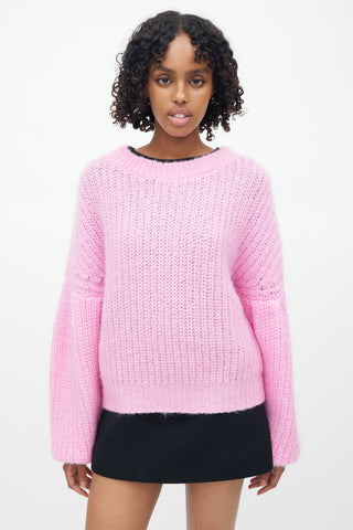 Baum Und Pferdgarten Pink Mohair Ribbed Knit Sweater