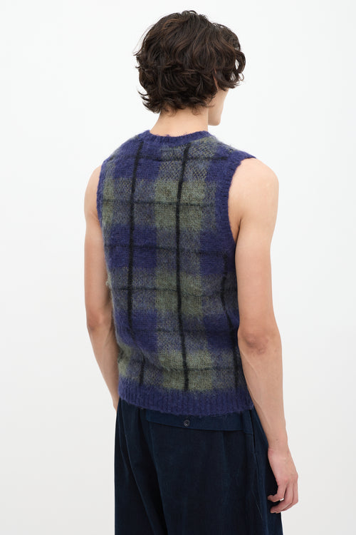 Beams Plus Navy & Green Check Sweater Vest