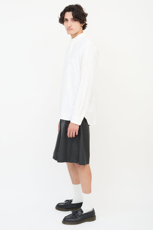 Beams Plus White Cotton One Pocket Shirt