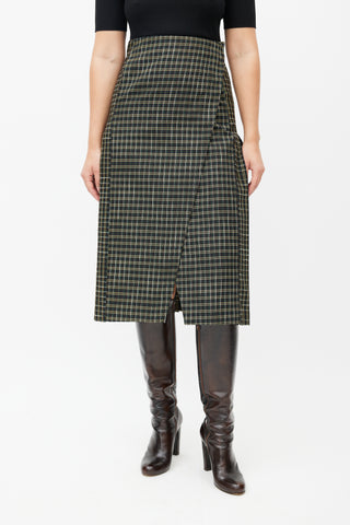 Beaufille Black & Multicolour Kari Plaid Wrap Skirt