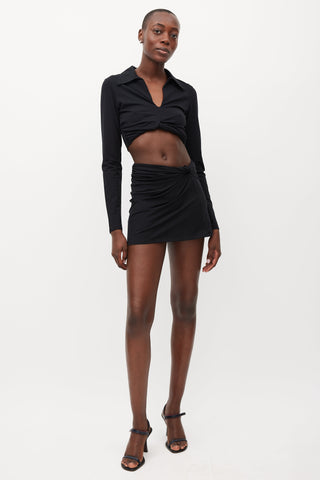 Beaufille Black Coma Gathered Crop Top