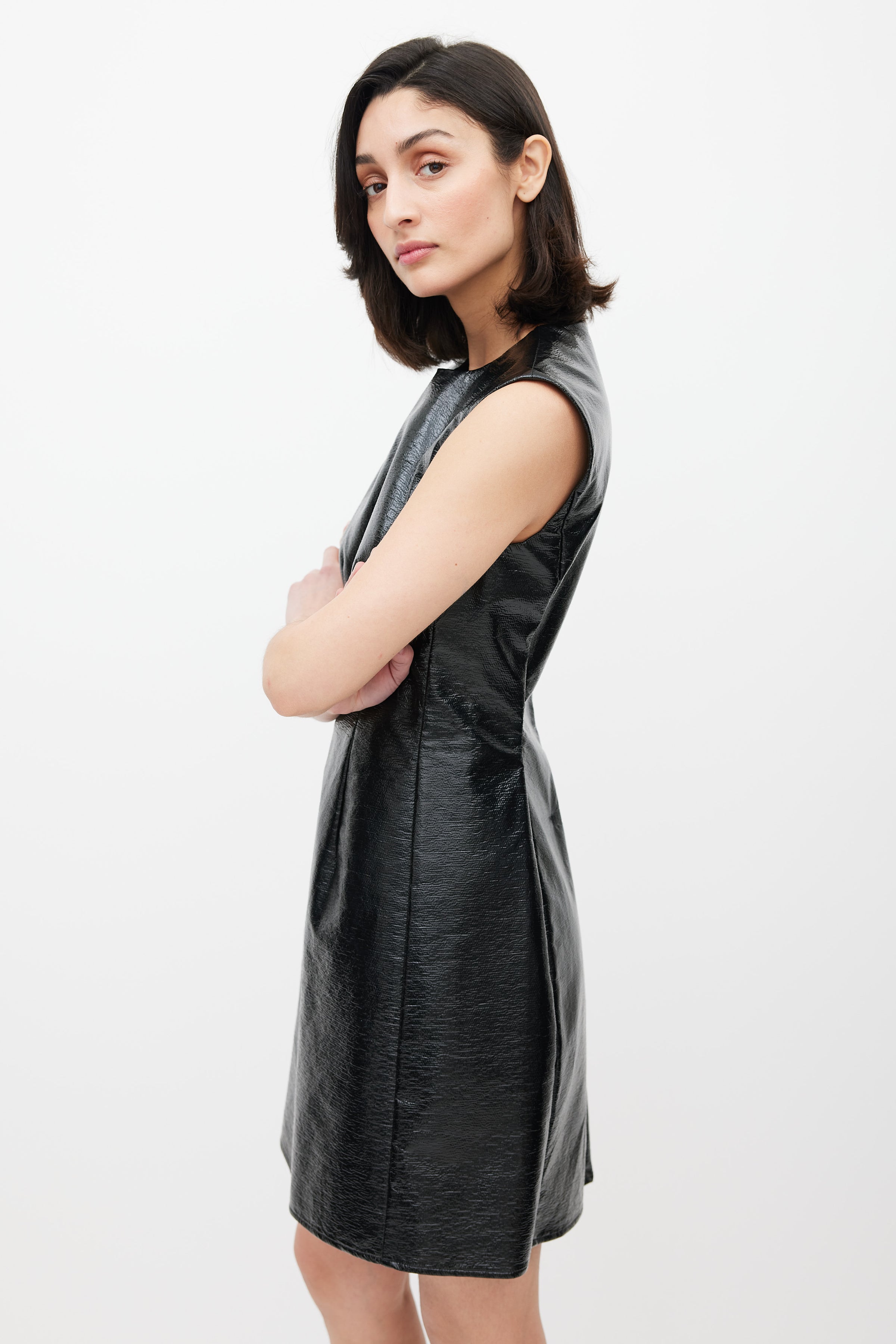 Beaufille // Black Faux Leather Galli Mini Dress – VSP Consignment