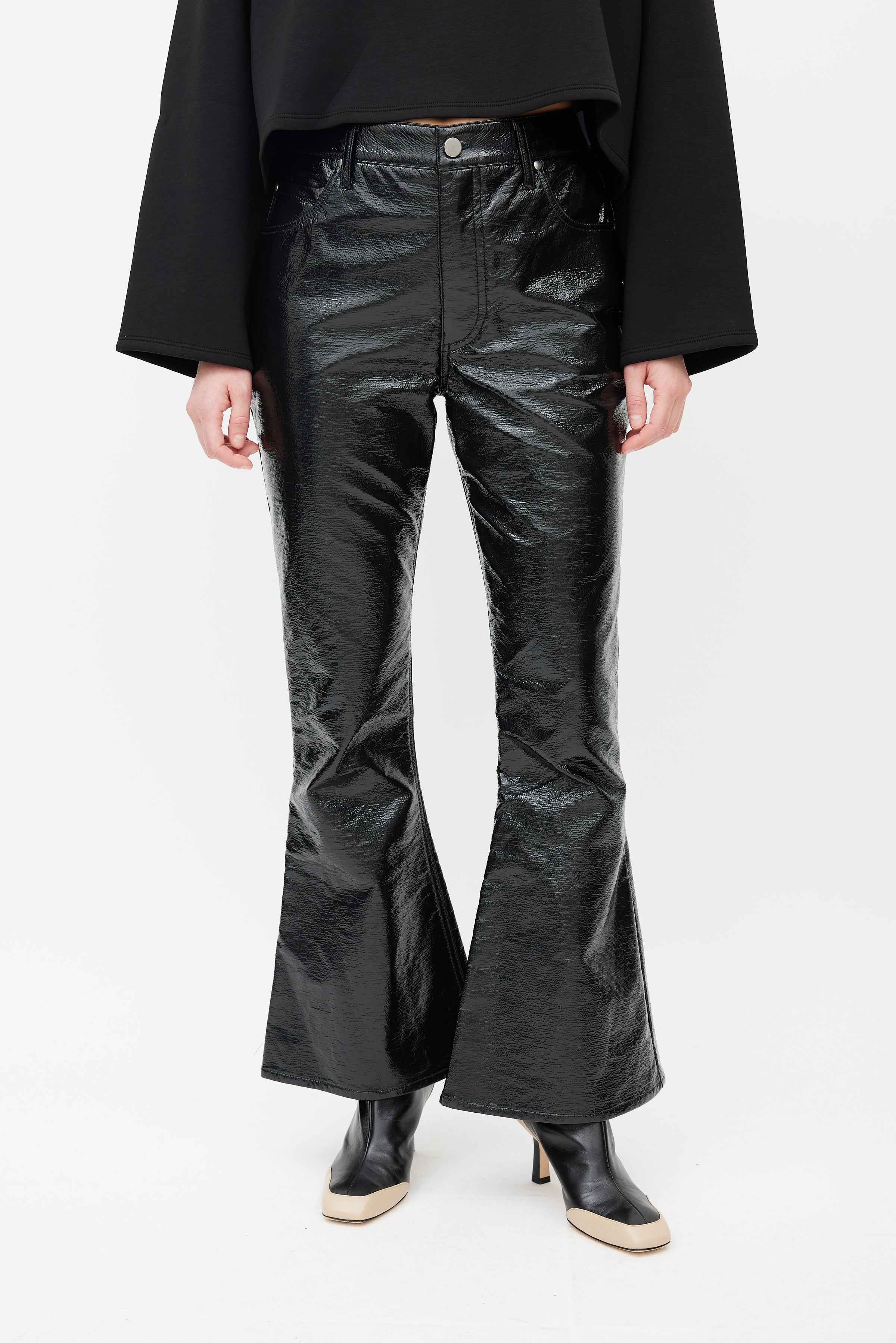 Beaufille // Black Faux Leather Veritas Flared Trouser – VSP Consignment