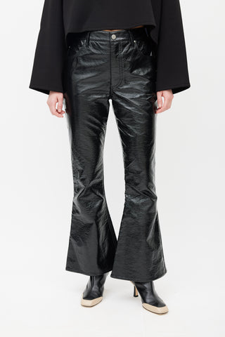 Beaufille Black Faux Leather Veritas Flared Trouser