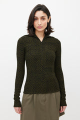 Beaufille Black & Green Chevron Knit Bernini Top