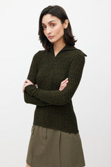 Beaufille Black & Green Chevron Knit Bernini Top