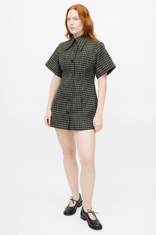 Beaufille Black & Multicolour Plaid Shirt Dress