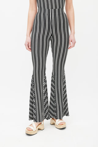 Beaufille Black & White Lamos Stripe Flared Pant