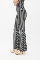 Beaufille Black & White Lamos Stripe Flared Pant