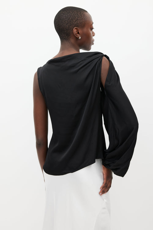 Beaufille Black Zeppelin Satin Knotted Top