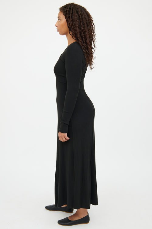 Beaufille Black Ribbed One Shoulder Dress