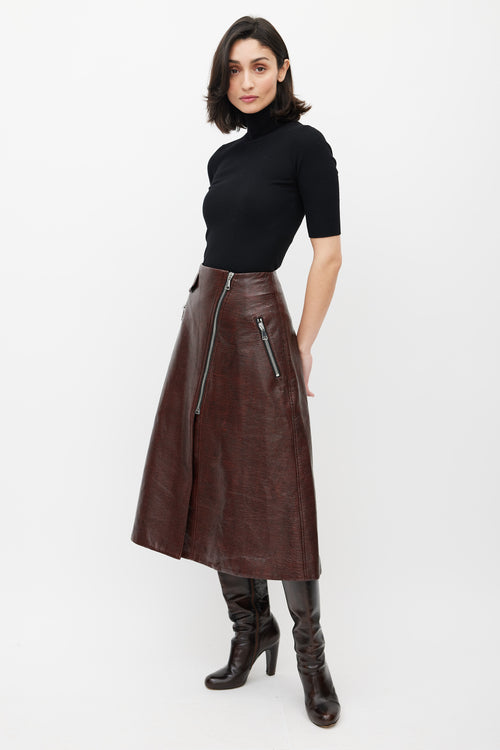 Beaufille Burgundy Faux Leather Garbo Skirt