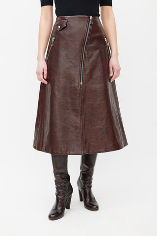 Beaufille Burgundy Faux Leather Garbo Skirt
