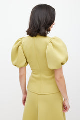 Beaufille Chartreuse Yellow Neoprene Rieu Puff Blouse
