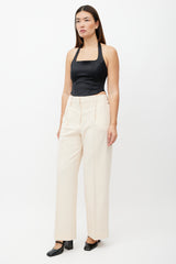 Beaufille Cream Ulla Pleated Wide Leg Trouser