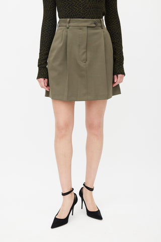 Beaufille Khaki Green Hedi Pleated Skirt