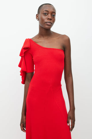 Beaufille Red Dione Ruffled Dress