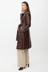 Beaufille Red Embossed Faux Leather Coat