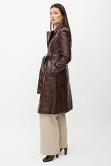 Beaufille Red Embossed Faux Leather Coat