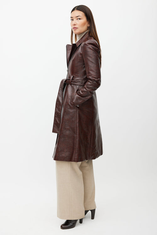Beaufille Red Embossed Faux Leather Coat