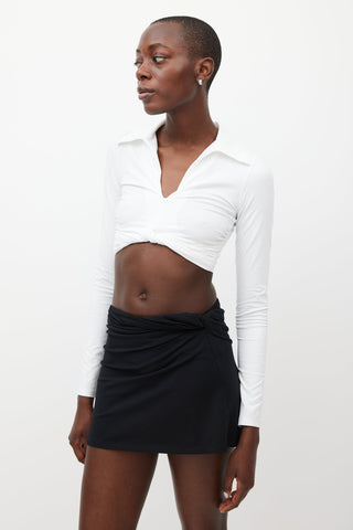 Beaufille White Coma Gathered Crop Top