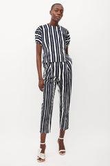 Beaufille White & Navy Ivey Striped Top