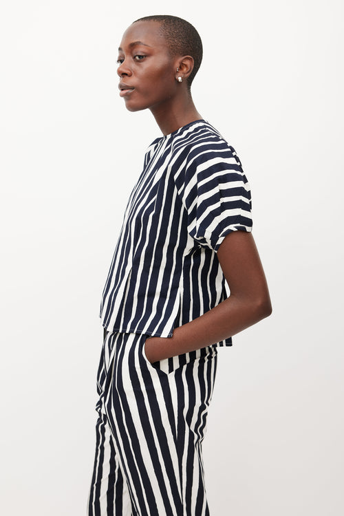 Beaufille White & Navy Ivey Striped Top
