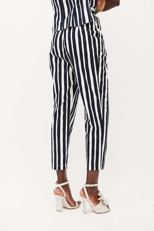 Beaufille White & Navy Nova Striped Trouser