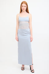 Bec + Bridge // Light Blue Satin Mari Lou Mesh Panel Dress VSP Consignment Bec + Bridge // Light Blue Satin Mari Lou Mesh Panel Dress VSP Consignment