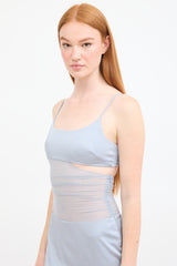 Bec + Bridge Light Blue Satin Mari Lou Mesh Panel Dress