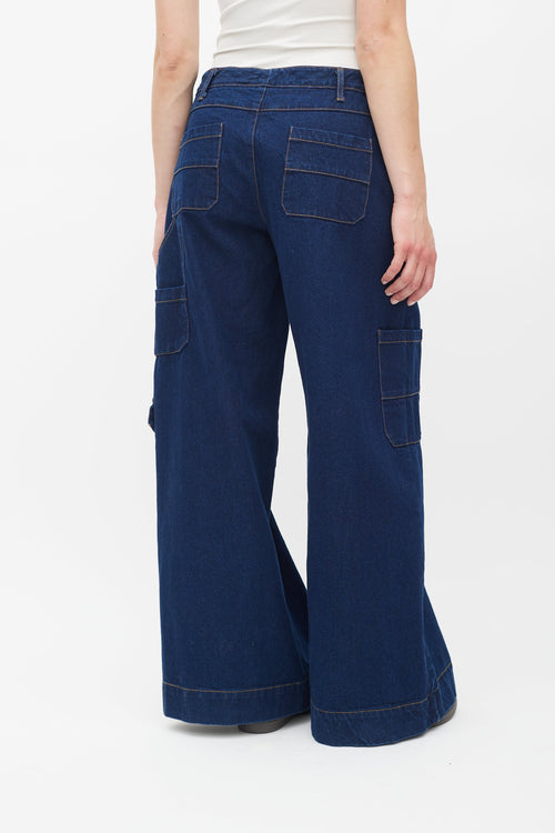 Bec + Bridge Blue Dark Wash Roxanne Cargo Jeans