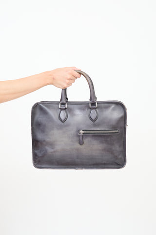 Berluti Black Patina Leather Un Jour Briefcase