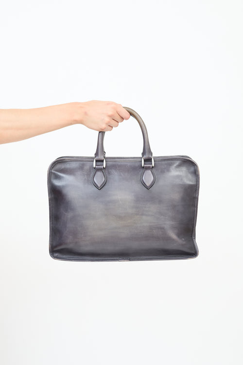 Berluti Black Patina Leather Un Jour Briefcase