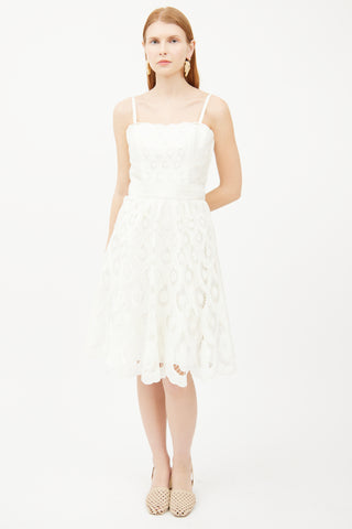 Betsey Johnson White Lace Belted Dress
