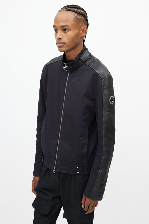 Bikkembergs Black Nylon & Leather Zip Jacket