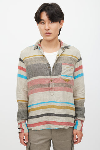 Billy Reid Beige & Multicolour Woven Shirt