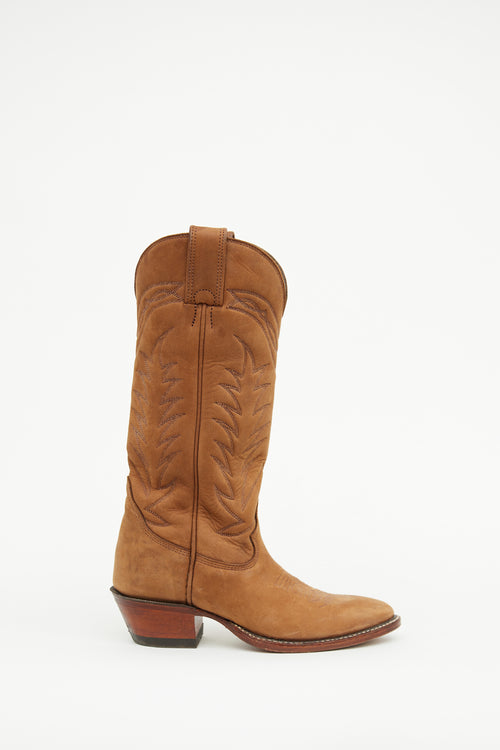 VSP Archive Brown Suede Embroidered Western Boot