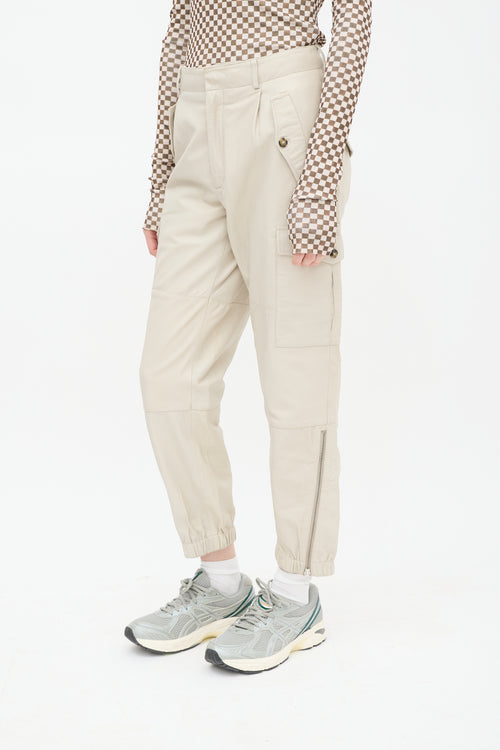 Birgitte Herskind Beige Leather Cargo Pant