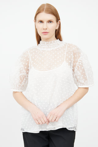 Brigitte Herskind White Sheer Pattern Top
