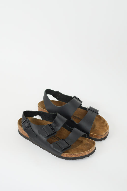 Birkenstock Black & Brown Leather Milano Slingback Slide