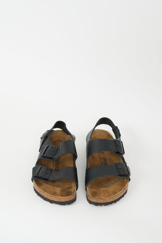 Birkenstock Black & Brown Leather Milano Slingback Slide