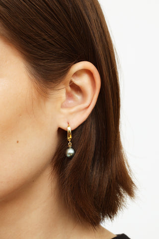 Birks 18K Yellow Gold Tahitian Pearl Drop Earrings