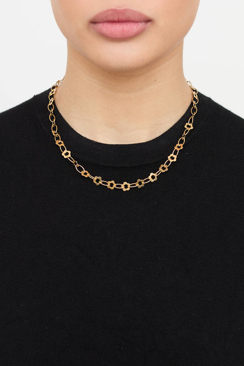 Fine Jewelry 18K Yellow Gold Flower Chain Necklace