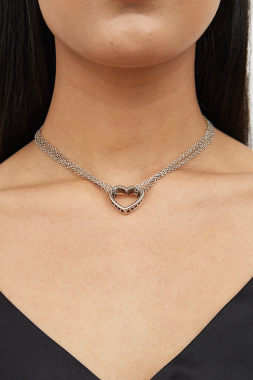 BirksSterling Silver Multi Chain Heart Necklace