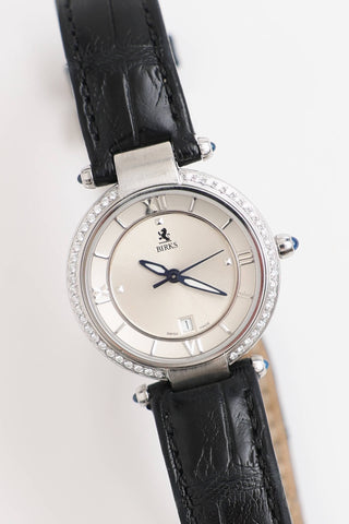 Birks Diamond & Sapphire Leather Watch