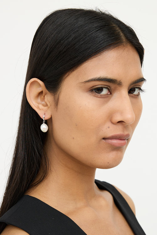 Birks 750 White Gold Pearl Drop Earring