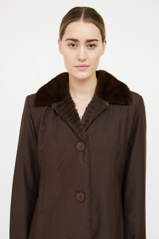 Bisang Brown Mink Lined Trench Coat
