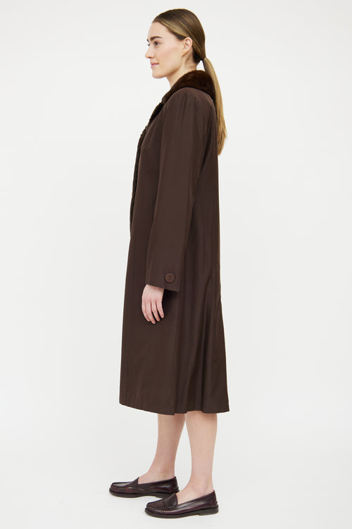 Bisang Brown Mink Lined Trench Coat